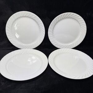 Corelle ENHANCEMENTS Winter Frost White Swirl Dinner Plates 10" Set of 4 USA